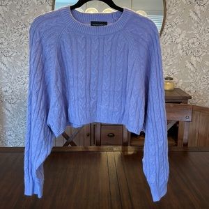 Cropped Purple Cable Knit Sweater